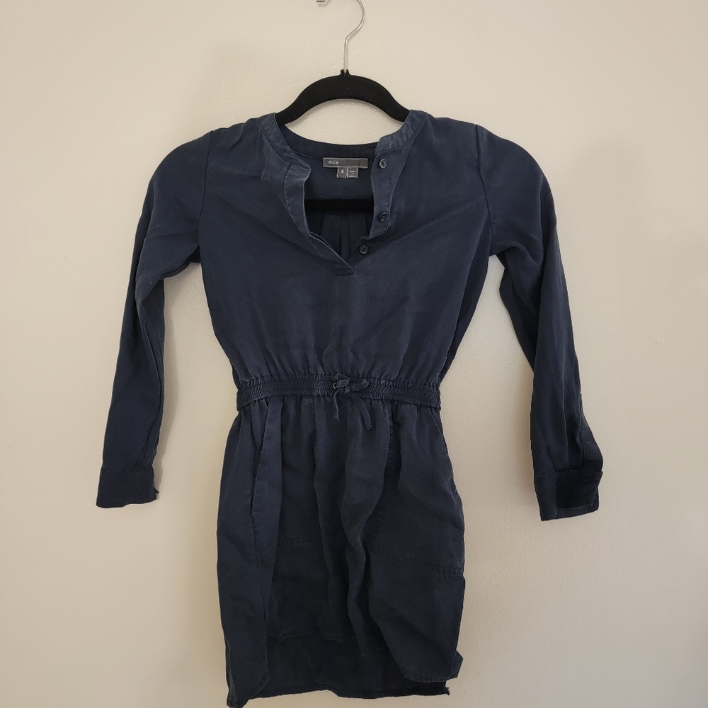 Vince Navy Blue Blouse w Waist Tie 3/4 Sleeve